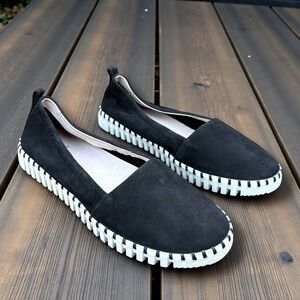 NC National Comfort Landry Black Suede Slip On Loafer Flats Platform Women Shoes